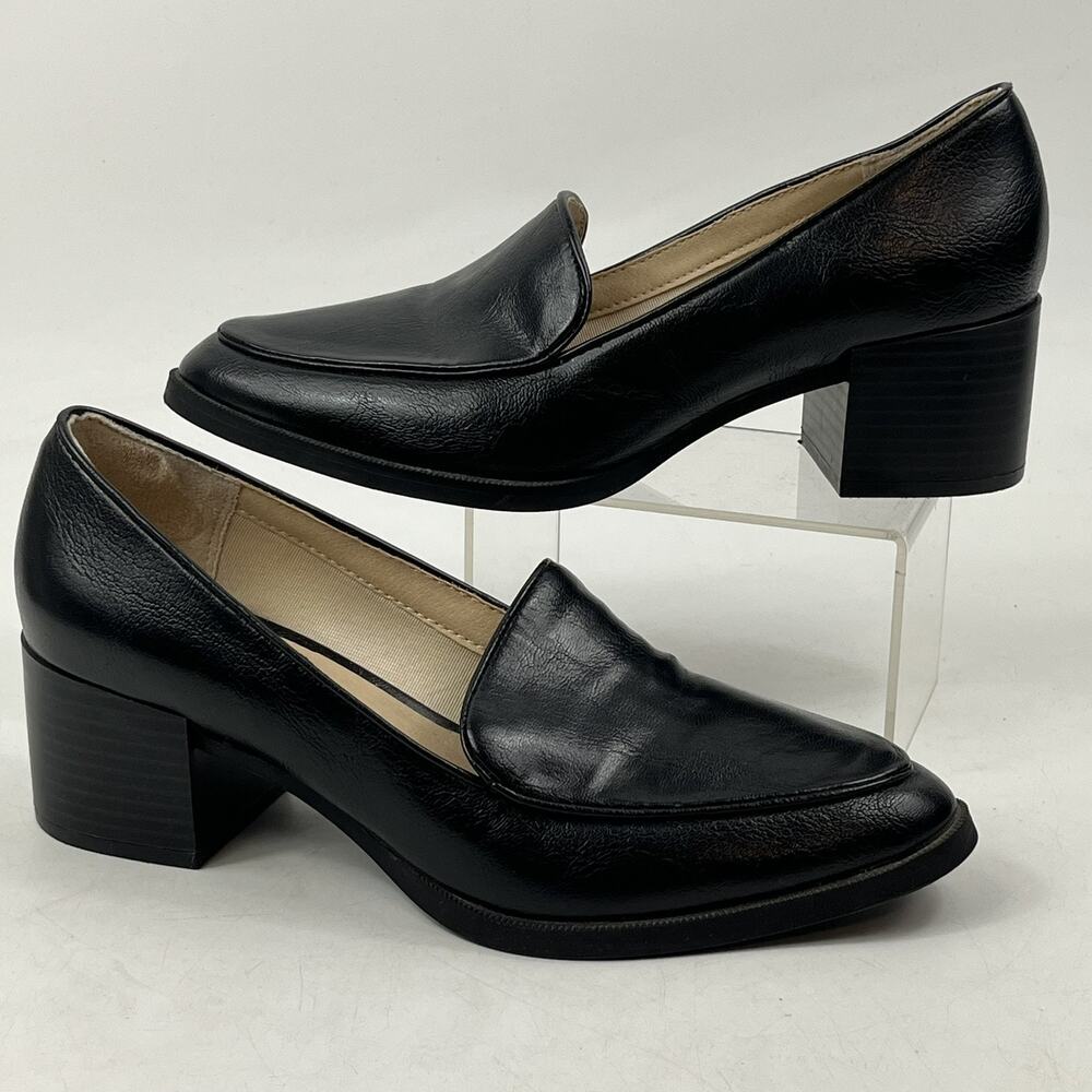 LifeStride Womens Devyn Block Heel Loafers Shoes Size 6 M Black Slip On